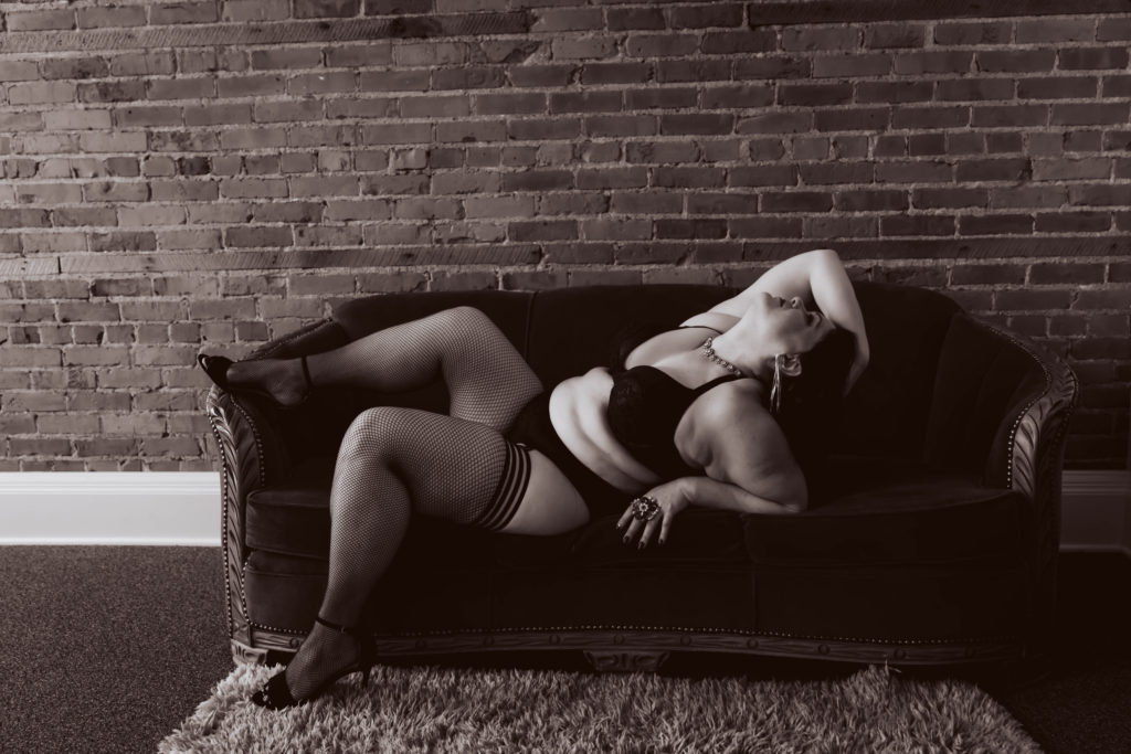 BW Woman on Couch