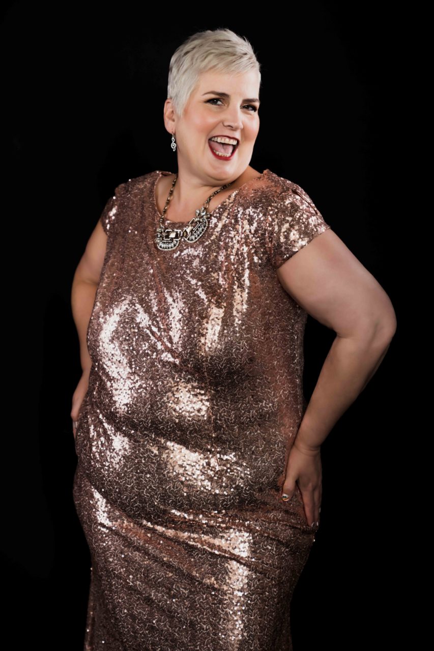 Glamour glitter gown plus size sassy boudoir