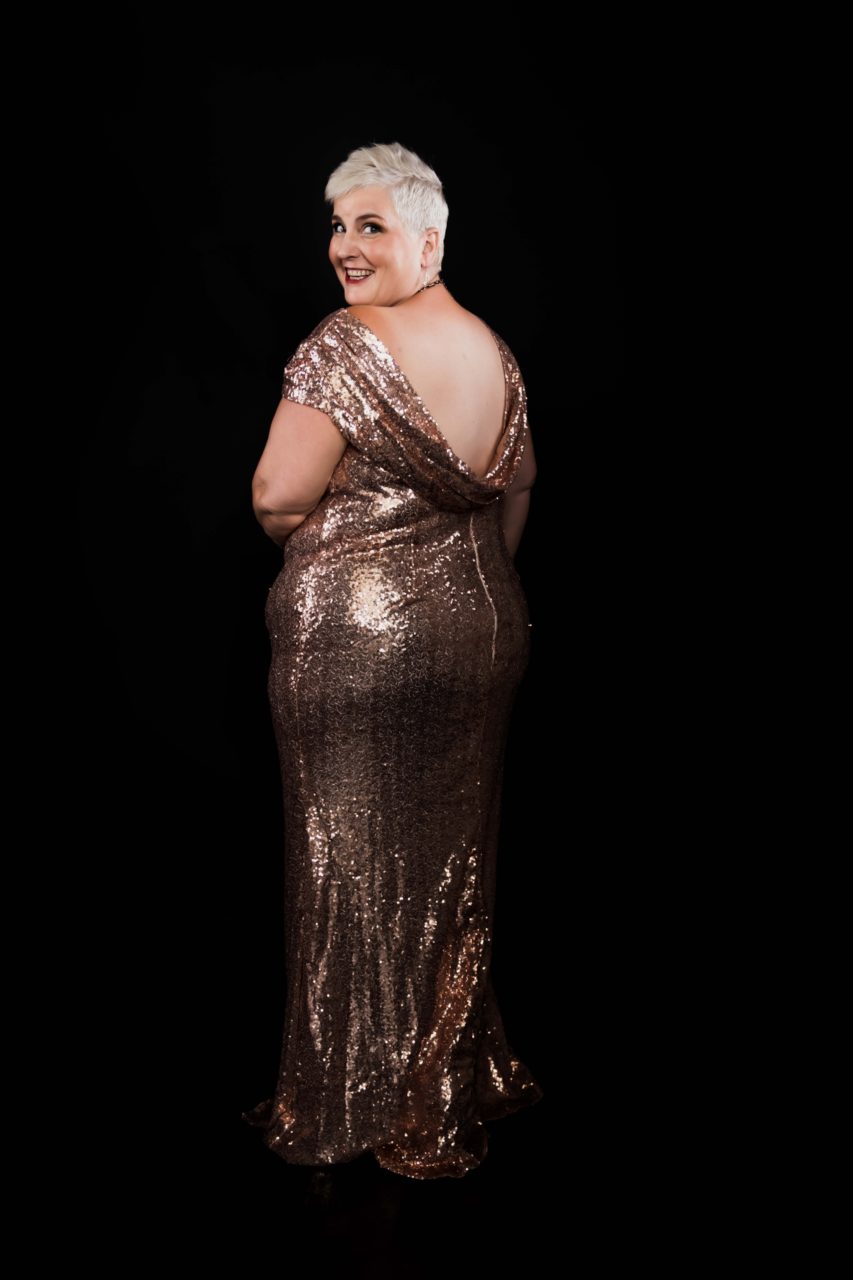 Glamour glitter gown plus size boudoir