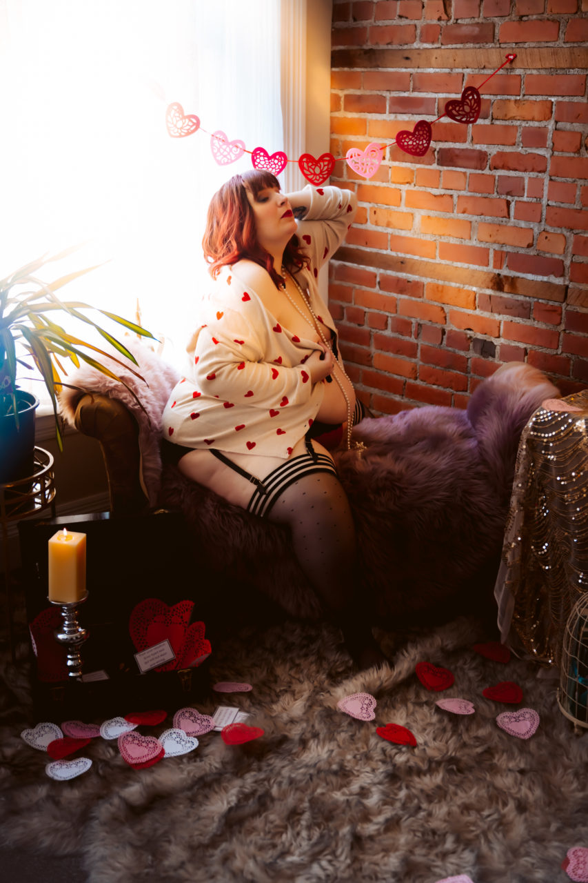 Valentine boudoir self love body positive lovely Seattle hearts