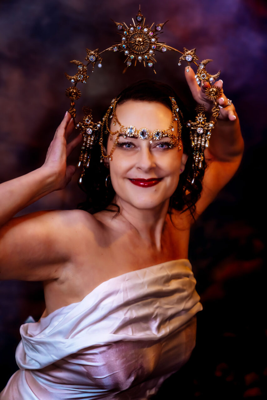 Goddess inspired boudoir session with gold crown