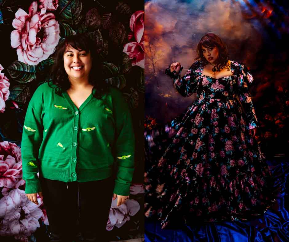 Example showing before and after boudoir session with Jezebel Von Zephyr