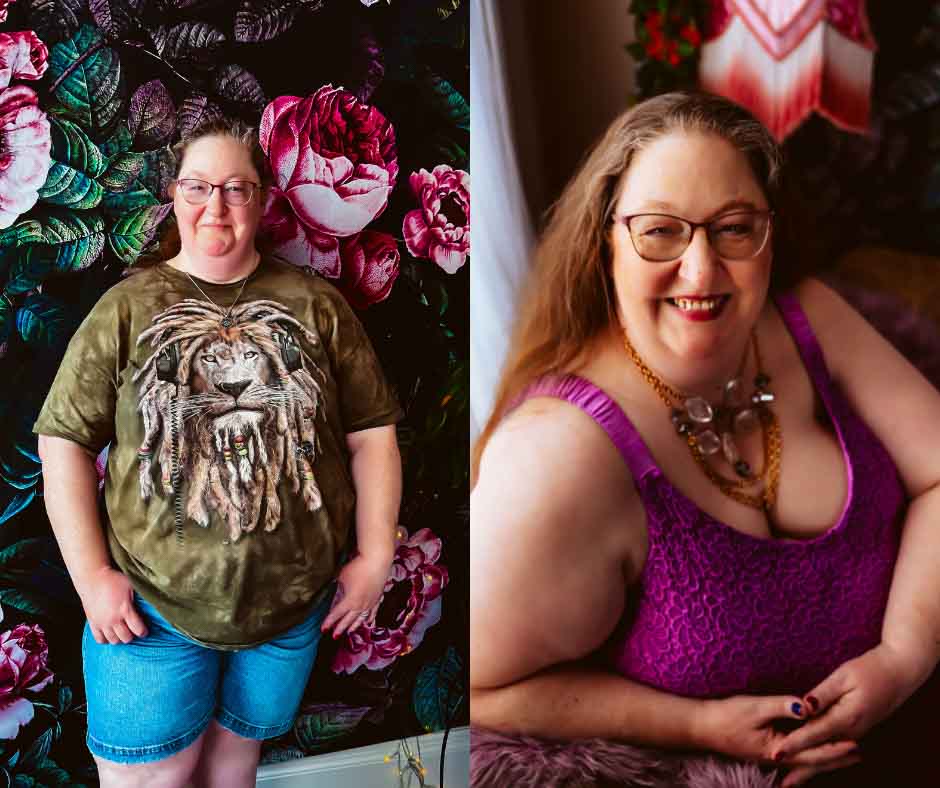 Example showing before and after boudoir session with Jezebel Von Zephyr